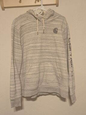 Carhartt Men’s Light Gray Striped Pullover Hoodie